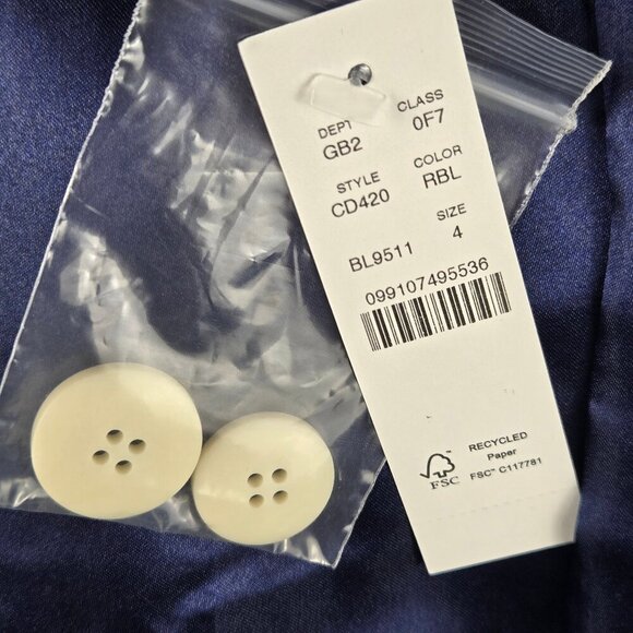 J Crew Size 4 Light Blue Trench Coat White Stitching Double Breasted Nylon Shell - Picture 16 of 16